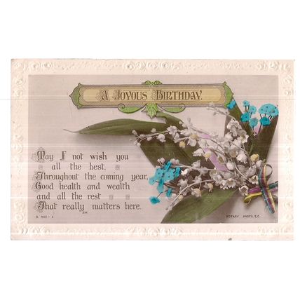 A JOYOUS BIRTHDAY .used vintage postcard by Rotary Photo =
