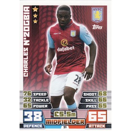 Match Attax 2014/2015 31 Charles N'Zogbia Aston Villa