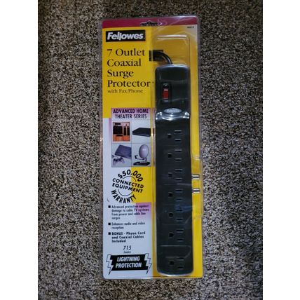 Surge Protector Power Strip 7 Outlet Tel/Fax/Coax with cables Lifetime Warranty