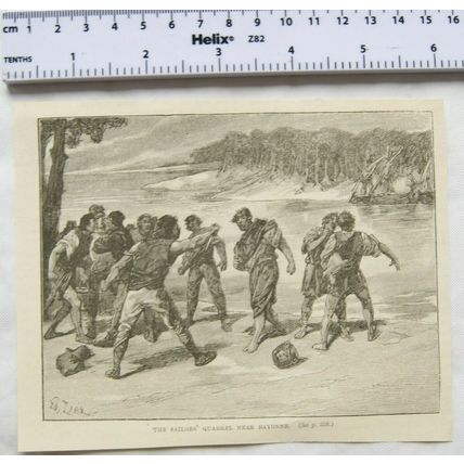 Vintage engraving: The Sailors' Quarrel near Bayonne