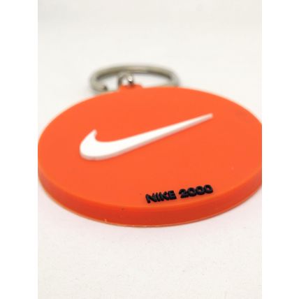 Nike 2000 Swoosh Round Rubber Keychain Key Ring - RARE Vintage