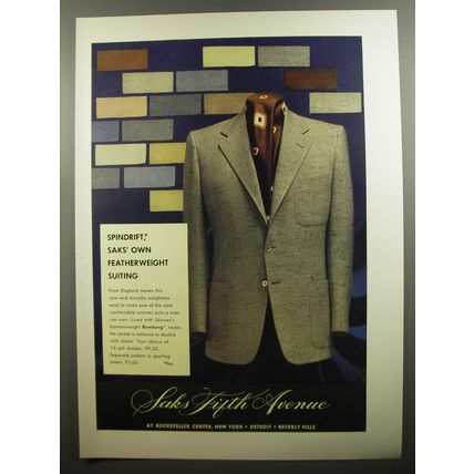 1952 Saks Fifth Avenue Spindrift Suit Ad - SAKS' own featherweight suiting