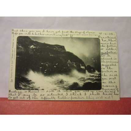 RUNSWICK BAY, WHITBY, Yorkshire used antique postcard by Raphael Tuck 1902 pm =