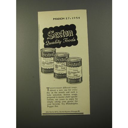 1954 Sexton Soups Ad - Sexton Quality foods