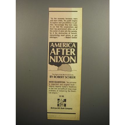 1974 McGraw-Hill Book Advertisement - America after Nixon by Robert Scheer