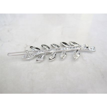 Gold or silver leaf shaped crystal hair barrette clip bridal clip bridal