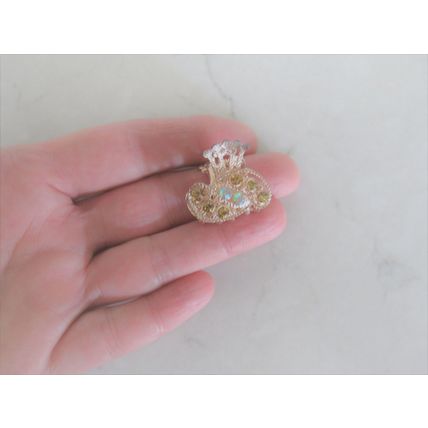 small mini gold metal crystal hair claw clip