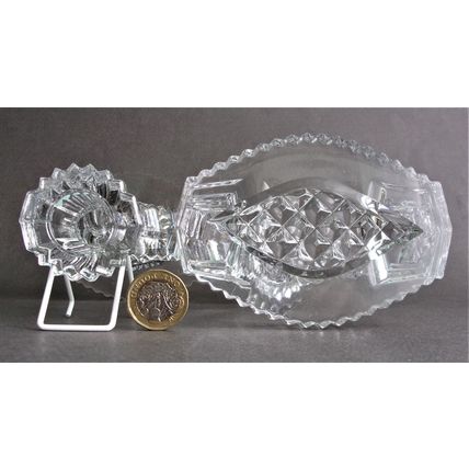 Art Deco Clear Glass Candle-Holders - Pair.