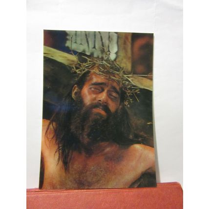 CHIRST ON THE CROSS unused BLANK back postcard 3-D EFFECT novelty #
