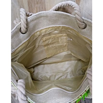 Woven Straw Island Beach Tote "Belize" Rope Handles Flowered Ocean Travel NWOT!!