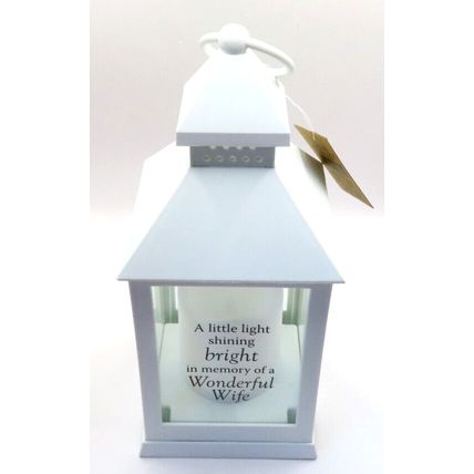 Wonderful Wife White Memorial Lantern 27 CM Plastic Sentimental Verse LED Grief