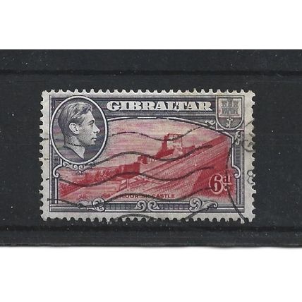 Gibraltar.SG126 6d Moorish Castle.Variety Unchecked.Fine Used.Mar24d