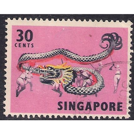 Singapore 1968 - 73 QE2 30ct Dragon Dance SG 109 ( R1022 )