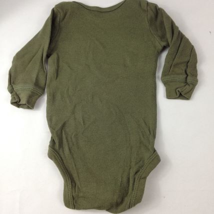 Carter's Boys Infant 3 Lot Long Sleeve Rompers Size 3 Months Green/Brown/Cream