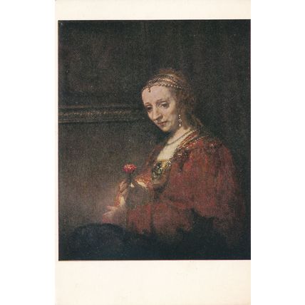 PC20684 Postcard. Lady with a Pink. Rambrandt
