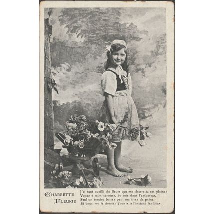 Charrette Fleurie, Jeune Fille, c.1905-10 - JC CPA