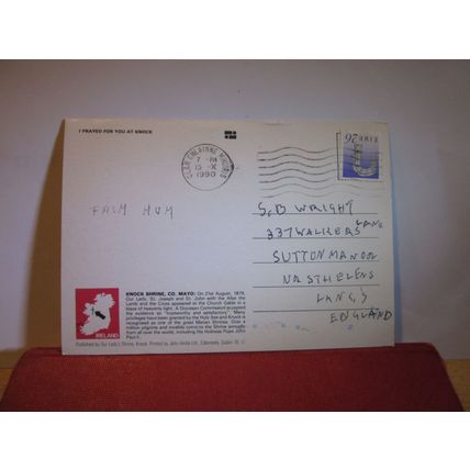 KNOCK SHRINE, Co. MAYO, IRELAND used postcard 1990 pm =