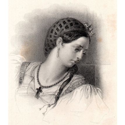 MAID OF SARAGOSA 1832 Edward Finden - Frank Stone - Lord Byron ANTIQUE ETCHING