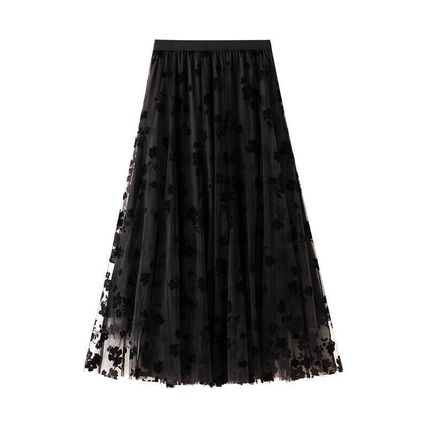 New Mesh Skirt Summer Women's Mid-Length Pleated Skirt