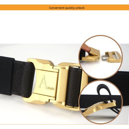 Gold Aluminum Safety Alloy Buckle Outdoor Tactical Belt Stylish Men's Belt