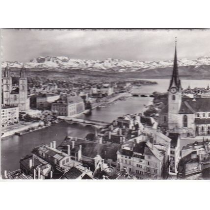 Zurich and the Alps Switzerland Picture card 9x6.5cm VGC