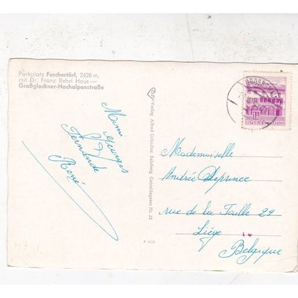 Parkplatz Fuschertorl Austria Postcard posted 1964 creased
