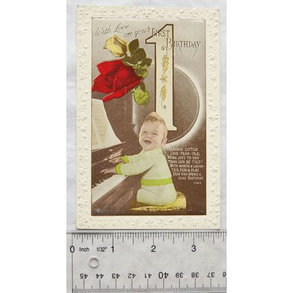 vintage postcard With Love For Your 1st Birthday