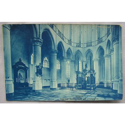 vintage postcard Delft Cathedral Interior