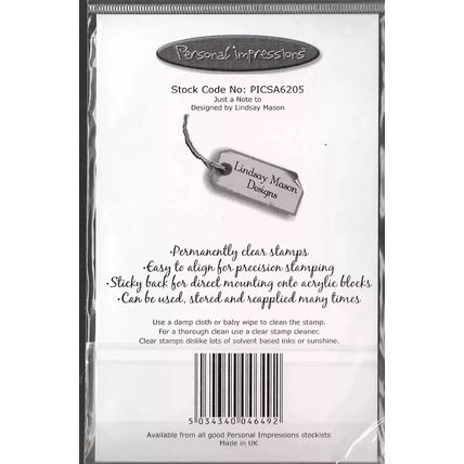Personal Impressions. Just A Note Stamp Set. Stamping Cardmaking Scrapbooking