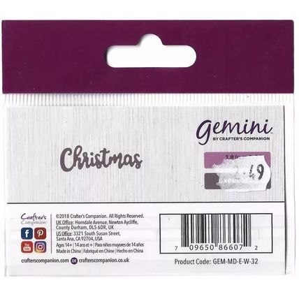 Crafter's Companion. Gemini. Christmas Die Set. Die Cutting Cardmaking Crafts