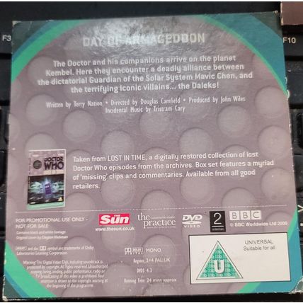 Doctor Who DVD Promo The Sun Day Of Armageddon BBC William Hartnell