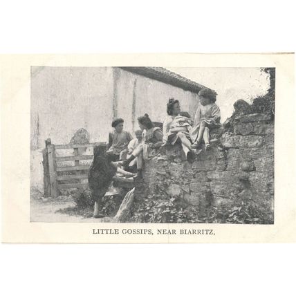 Little Gossips Near Biarritz French Old Idle Moments Rare Postcard
