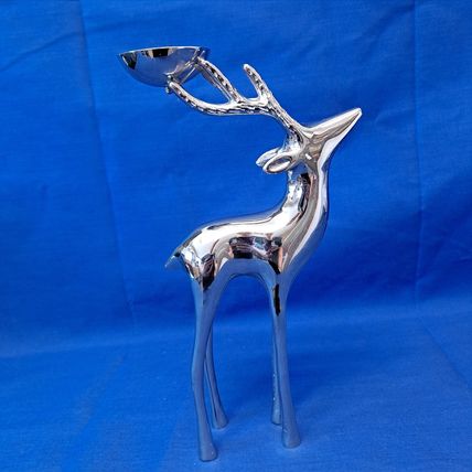 SILVER Metal REINDEER CANDLE Stick HOLDER Christmas Votive Tealight Deer Holiday