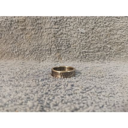Oklahoma 90% Silver Handcrafted Washington Quarters coin ring, size 7- 1/2 2008