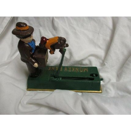 Vintage Vintage Bits and Pieces - Jumping Monkey Cast Iron Bank - Collectible