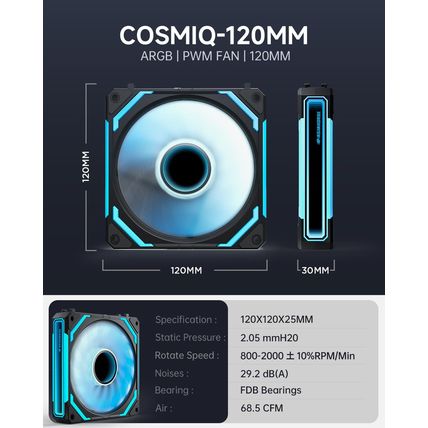 Asiahorse COSMIQ 120Mm PC RGB Fans Computer Case Fans, 5V 3-PIN Connector Daisy