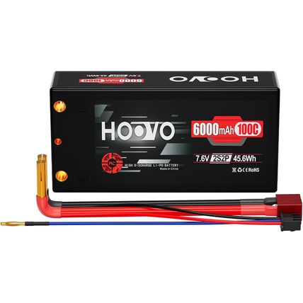 HOOVO 2S 100C 6000Mah 7.6V RC Shorty Lipo Battery High-Voltage Hard Case with T