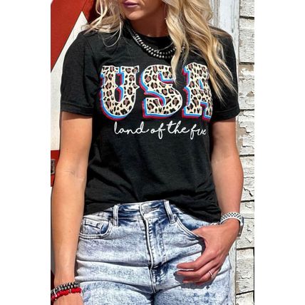 Black Leopard UAS land of the free Graphic T Shirt