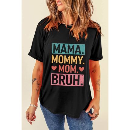 Black MAMA MOMMY MOM BRUH Graphic Tee