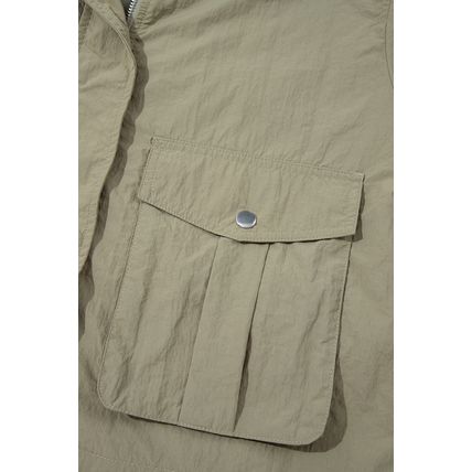 Laurel Green Zipped Pocket Cropped Hooded Utility Jacket