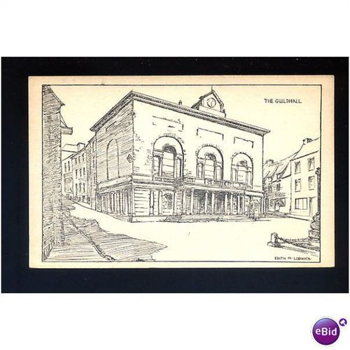Wales CARMARTHEN Guildhall Art Postcard by Edith Lodwick