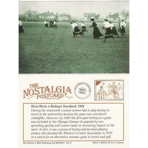 Postcard Hockey West Herts vs Bishops Stortford 1910 Edwardian Women - Nostalgia