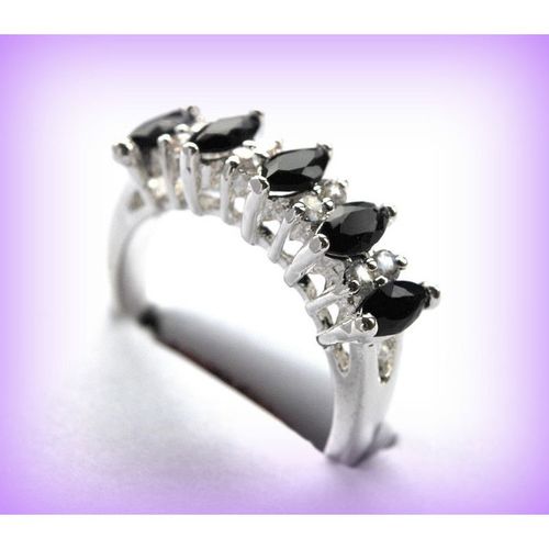 Black Onyx Sparkling Crystal White Gold Plated Ring Jewellery 2292