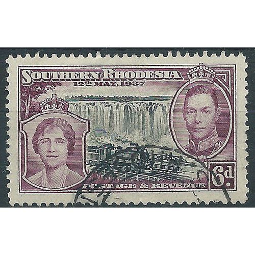 Southern Rhodesia 1937 SG39 6d Black & Purple Coronation Fine Used....