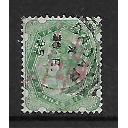 INDIA 1892 SG 103 2A.6p YELLOW GREEN FINE USED