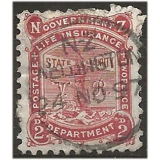 New Zealand 1897 L15 2d Brown Red Perf 11 Life Assurance Good Used .. ..