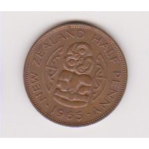 New Zealand Halfpenny 1965 VF to EF