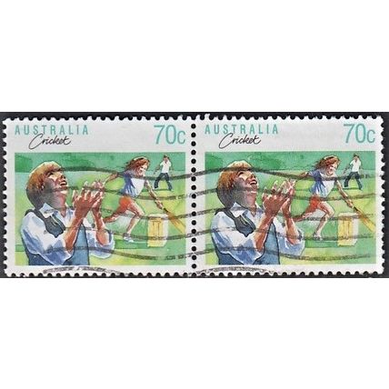 AUSTRALIA, 1989 70c Cricket, SG 1187 (Scott #1111), used pair
