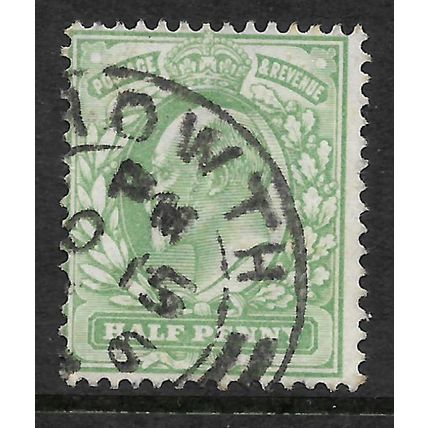 GREAT BRITAIN 1902 EDWARD V11 1/2d YELLOWISH GREEN SG 218 FINE USED#7
