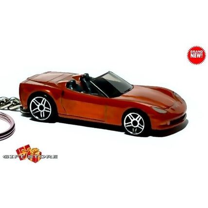CUSTOM KEYCHAIN ORANGE CHEVY CORVETTE C6 CONVERTIBLE ❤️GREAT GIFT❤️